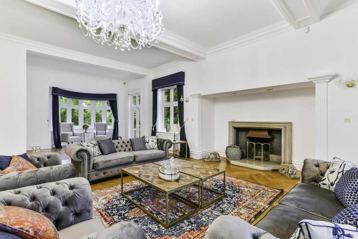 Kingswood Manor - Main Drawing Room. Sofa seating for groups.